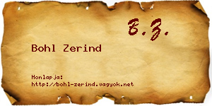 Bohl Zerind névjegykártya